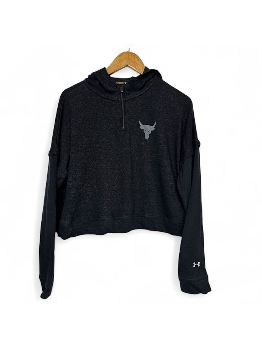 Under Armour Project Rock Warrior Mana Cropped Hoodie Black Medium